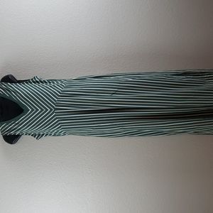 Cuddl Duds |Women's Flexwear Jumper Sage Brush Stripes V-Neck Sz M